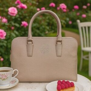 NEW Tory Burch Marion Triple Zip Nude Pink Pebbled Leather Top Handle Satchel